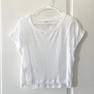 BCBGeneration white sheer combo short sleeve t shirt top xs